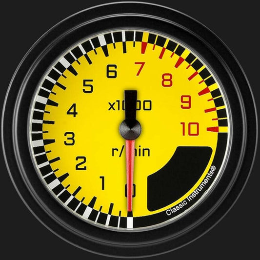 AutoCross Yellow 2 5/8" Tachometer AX383YBLF