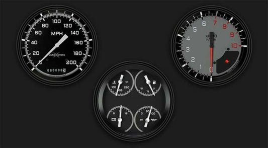 AutoCross Gray Three Gauge Set AX53GBLF