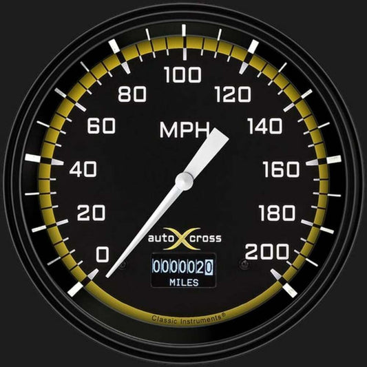 AutoCross Yellow 4 5/8" Speedometer with Information Screen AX56DYBLF