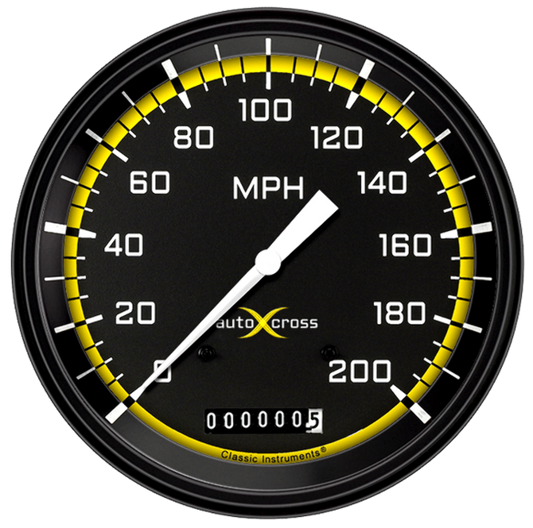 AutoCross Yellow 4 5/8" Speedometer AX56YBLF
