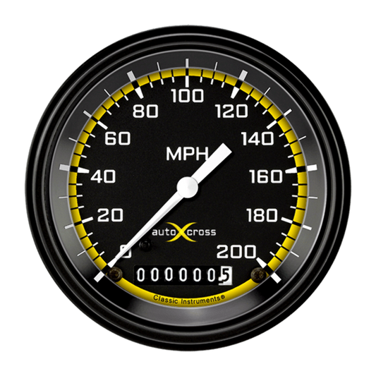 AutoCross Yellow 3 3/8" Speedometer AX57YBLF