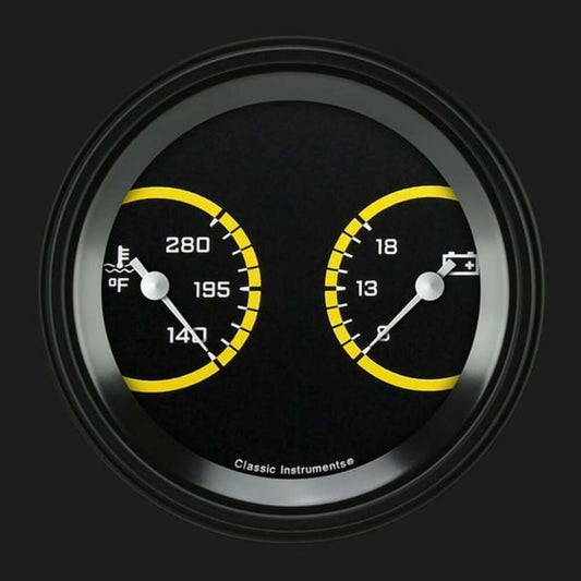 AutoCross Yellow 3 3/8" Temp & Volt Dual AX74YBLF