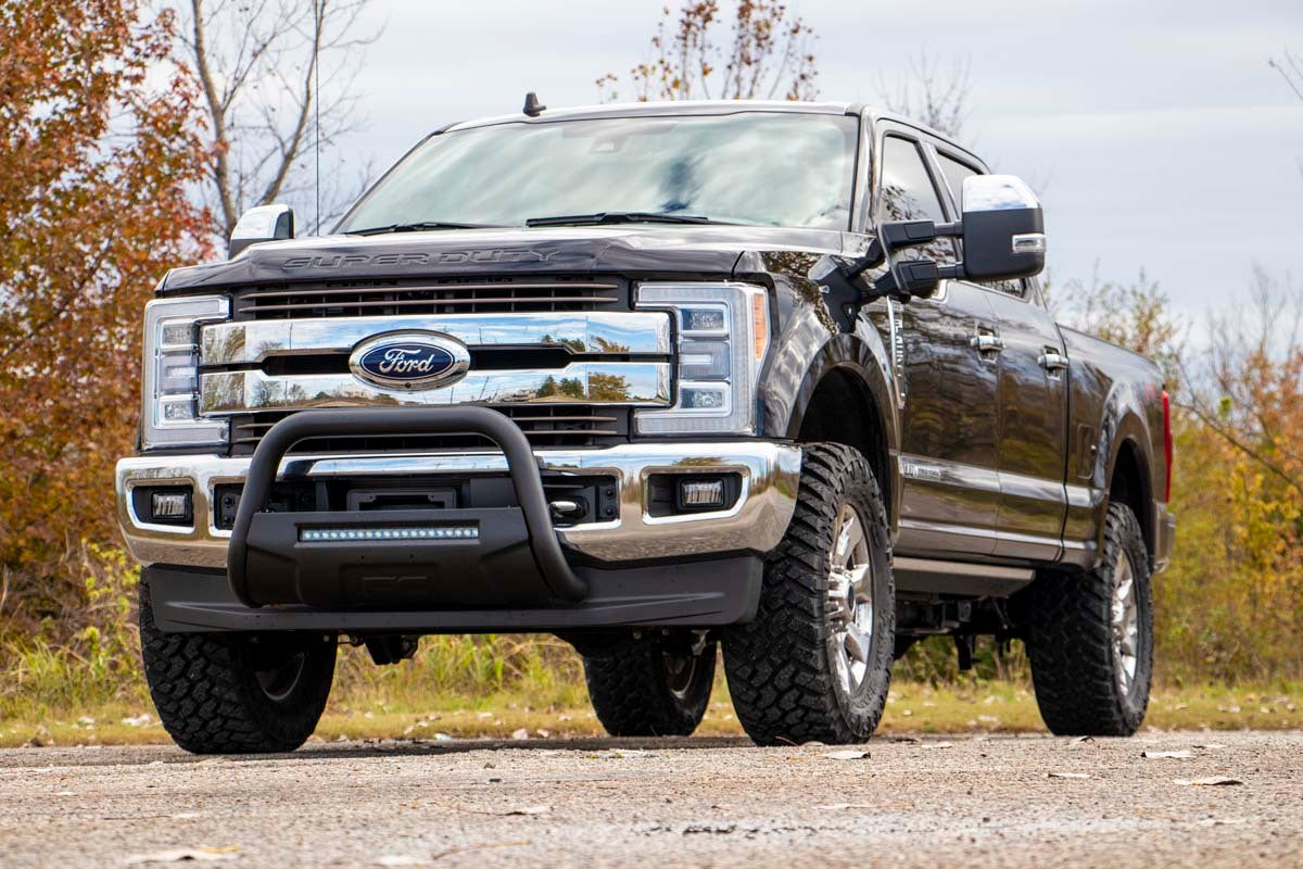 Fits Ford F-250 Super Duty 2WD/4WD (2017-2022) Black LED Bull Bar; B-F2017