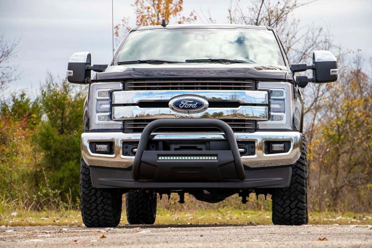 Fits Ford F-250 Super Duty 2WD/4WD (2017-2022) Black LED Bull Bar; B-F2017