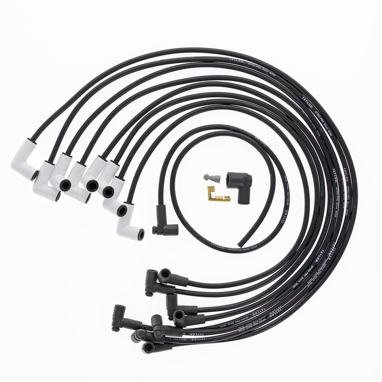 Spark Plug Wire Set Universal 8mm Silicone Spiro Pro 90? 350 ohm/ft Black 75030