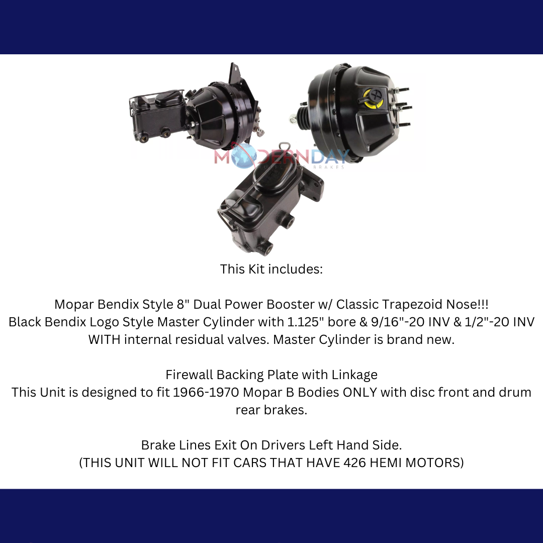 Fits Mopar 1966-1970 B Body Booster Conversion Kit BCK8536-1 - Master Cylinders and Parts Car Part People