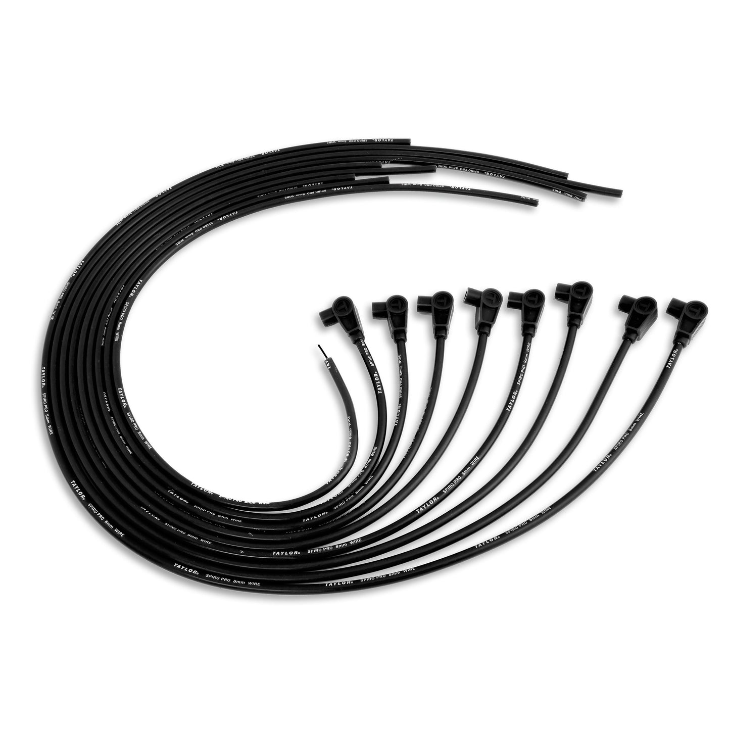 Spark Plug Wire Set Universal 8mm Silicone Spiro Pro 90? 350 ohm/ft Black 73051