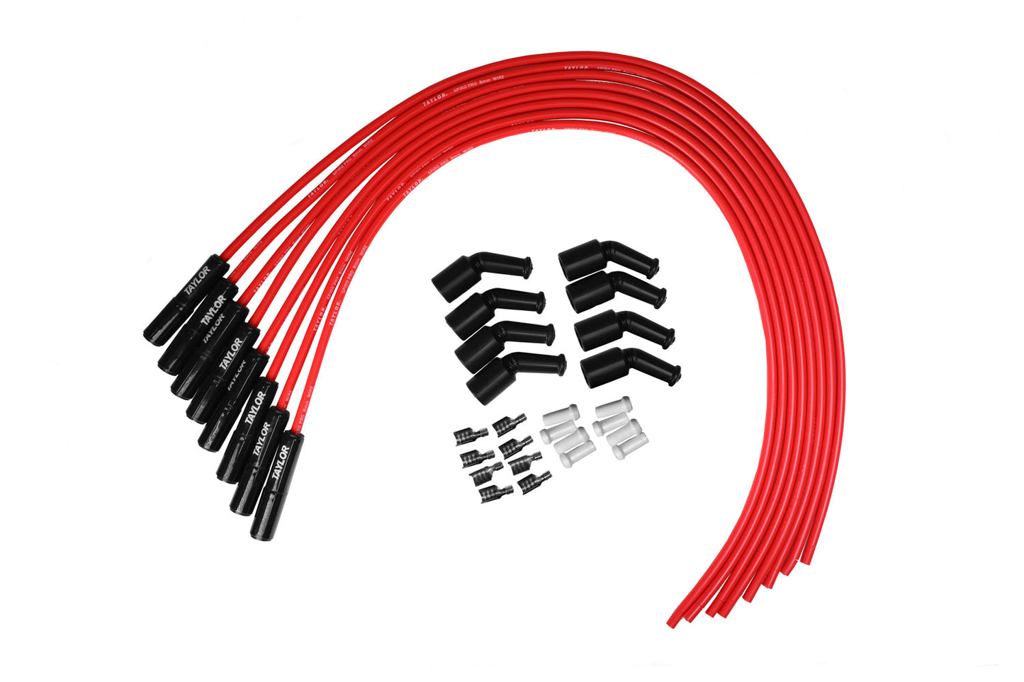 Spark Plug Wire Set Universal Silicone Spiro Pro 8mm 180? 350 ohm/ft Red 75265-B