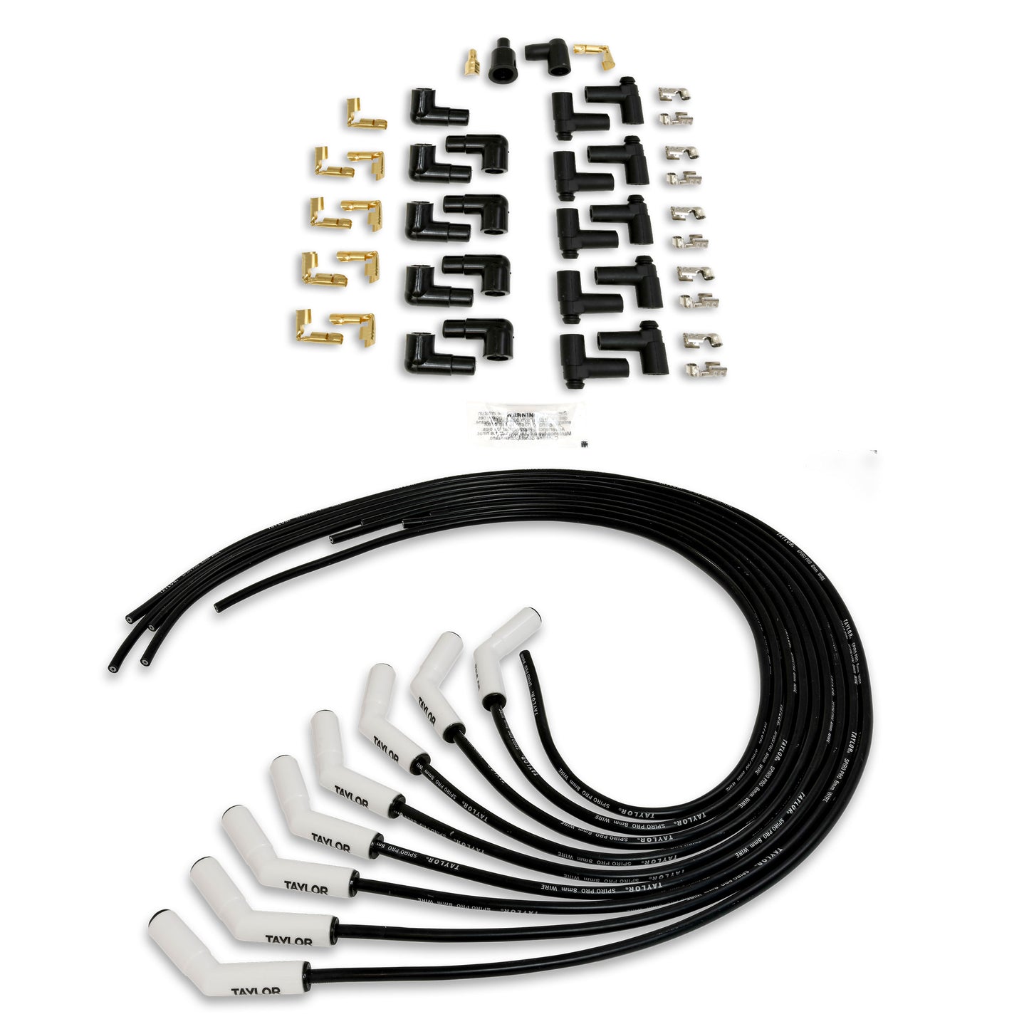 Spark Plug Wire Set Universal 8mm Silicone Spiro Pro 135? 350 ohm/ft Black 75053