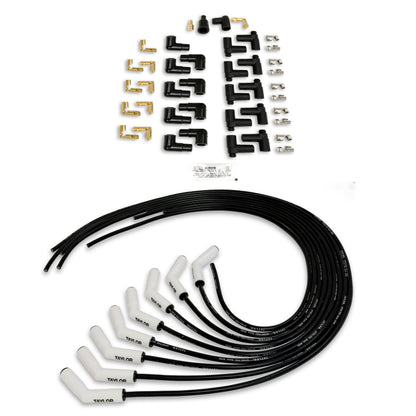 Spark Plug Wire Set Universal 8mm Silicone Spiro Pro 135? 350 ohm/ft Black 75053