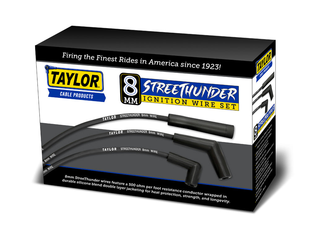 Spark Plug Wire Set Universal 8mm Silicone 500 ohm/ft Street Thunder Black 51061