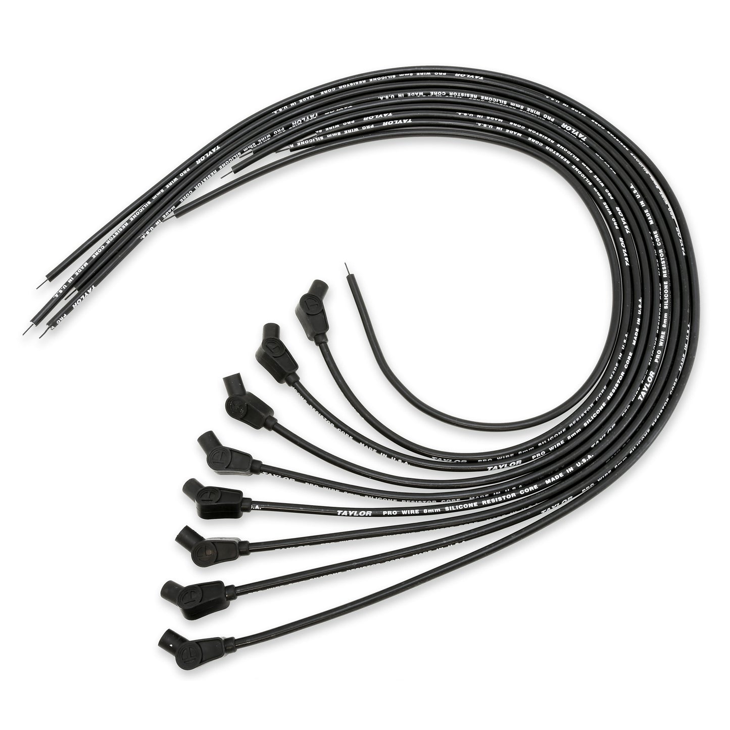 Spark Plug Wire Set Universal 8mm Silicone Pro Wire 135? 3500 ohm/ft Black 70053