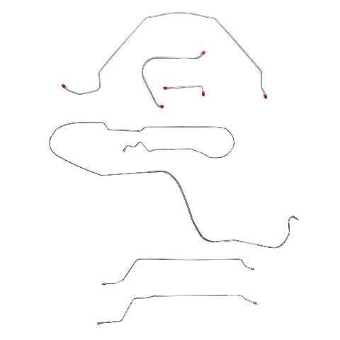 Fits 1965 Chevy Malibu Hardtop w/Manual Drum, Complete Brake Line Kit CBK0266SS