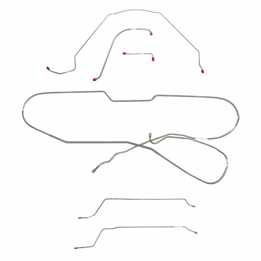 Fits 1966 Chevy Malibu Hardtop w/ Power Drum, Complete Brake Line Kit CBK0269SS - Complete Brake Line Kit Car Part People