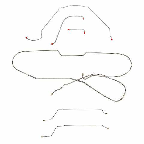 Fits 1966 Chevy Malibu Hardtop w/ Power Drum, Complete Brake Line Kit CBK0269SS
