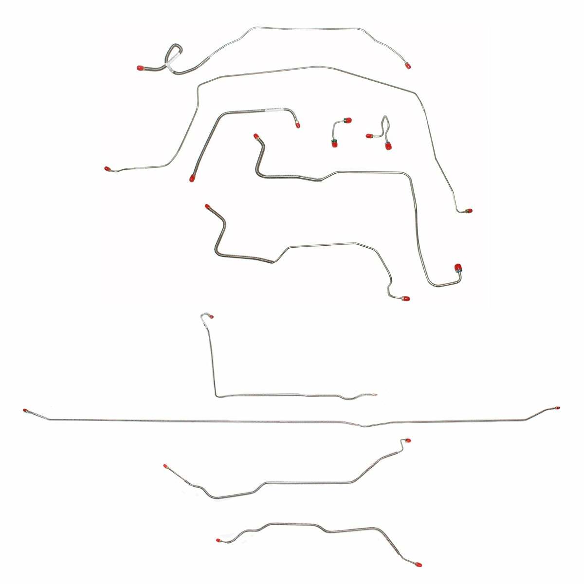 Fits 1971-72 Chevy C10 / GM C1500, 2WD, Standard Brakes, Long Bed CBK0358SS - Complete Brake Line Kit Car Part People