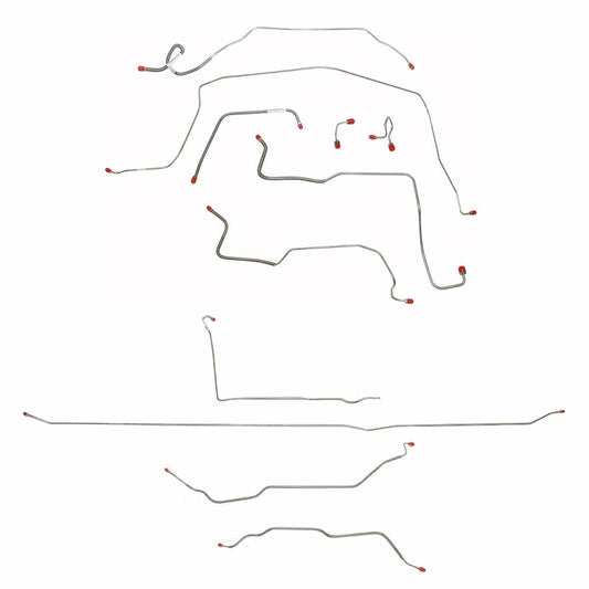 Fits 1971-72 Chevy C10 / GM C1500, 2WD, Standard Brakes, Long Bed CBK0358SS - Complete Brake Line Kit Car Part People