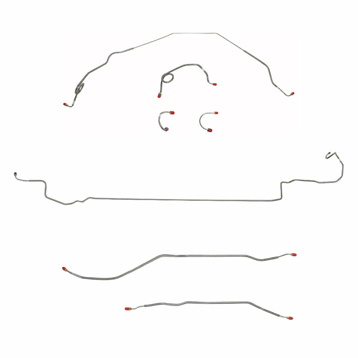 Fits 1971-73 Chevrolet Nova W/ Standard Drum Brakes; Complete Brake Line Kit; CBK0410SS - Complete Brake Line Kit Car Part People
