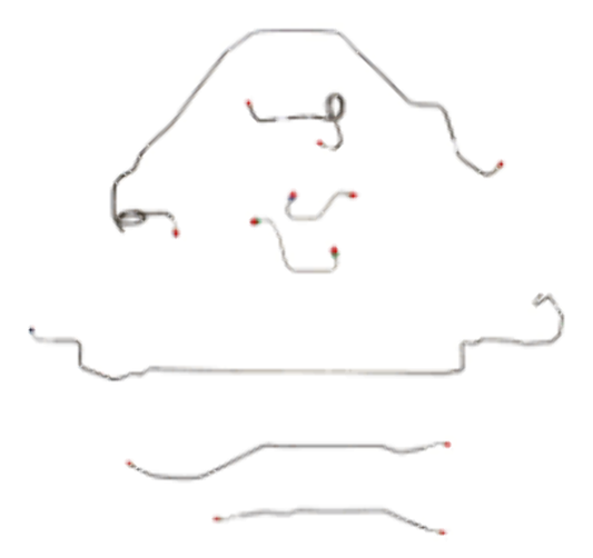Fits 1971-73 Chevy Nova w/ Power Disc, Rear Drum; Complete Brake Line CBK0411SS