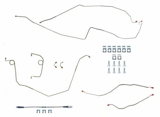Chevy Convertible Conversion Complete Brake Line Kit; Fine Lines-CBK0416SS