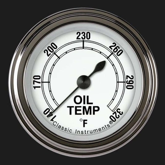 Classic White 2 1/8" Oil Temperature Gauge CW128SLF