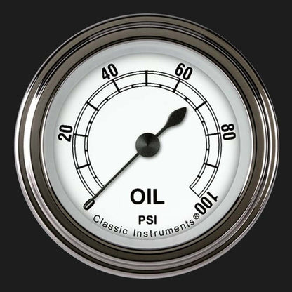 Classic White 2 1/8" Oil Pressure Gauge CW181SLF