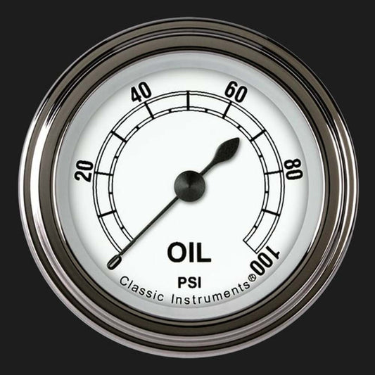 Classic White 2 1/8" Oil Pressure Gauge CW181SLF