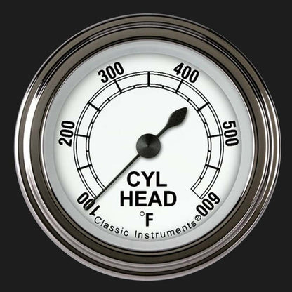 Classic White 2 1/8" Cylinder Head Temp. Gauge CW197SLF
