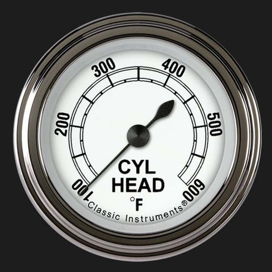 Classic White 2 1/8" Cylinder Head Temp. Gauge CW197SLF