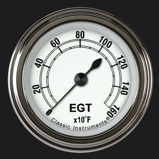 Classic White 2 1/8" Exhaust Gas Temp. Gauge CW198SLF