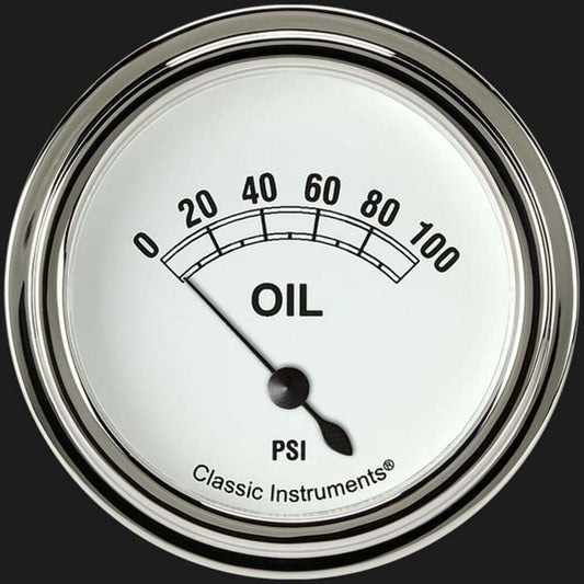 Classic White 2 5/8" Oil Pressure Gauge CW281SLF