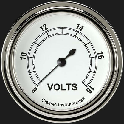 Classic White 2 5/8" Voltage Gauge CW330SLF