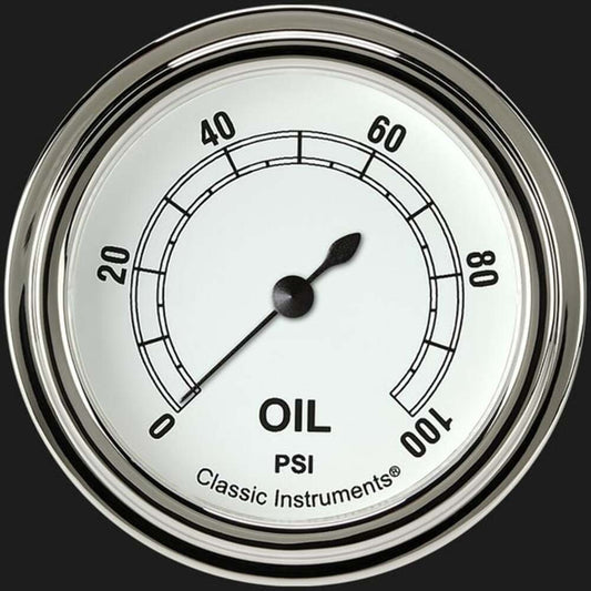 Classic White 2 5/8" Oil Pressure Gauge CW381SLF