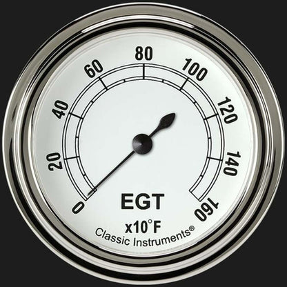 Classic White 2 5/8" Exhaust Gas Temp. Gauge CW398SLF