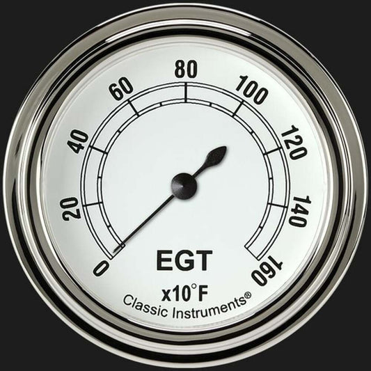 Classic White 2 5/8" Exhaust Gas Temp. Gauge CW398SLF