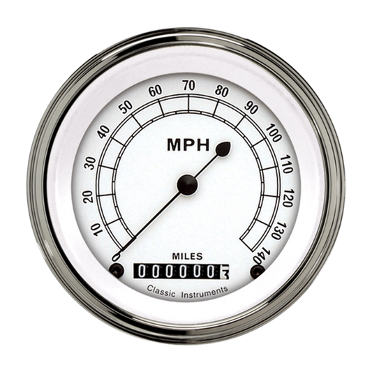 Classic White 3 3/8" Speedometer CW55SLF