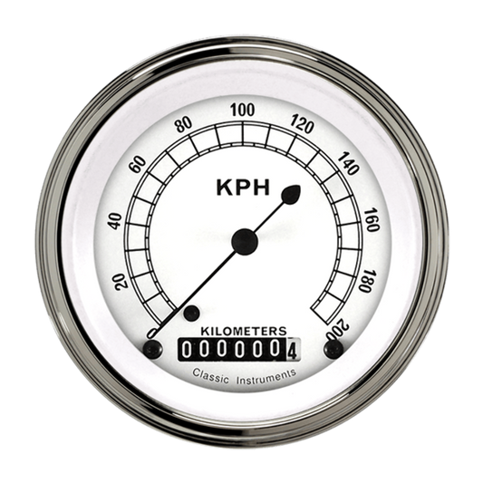 Classic White 3 3/8" Speedometer CW59SLF