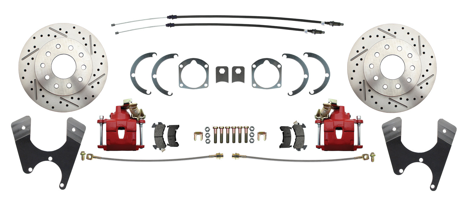 Fits Rear GM 1955-68 10/12; Disc Brake w/E-Brake &Slotted Rotor-Red DBK1012FSLXR - Discs, Rotors, and Hardware Car Part People