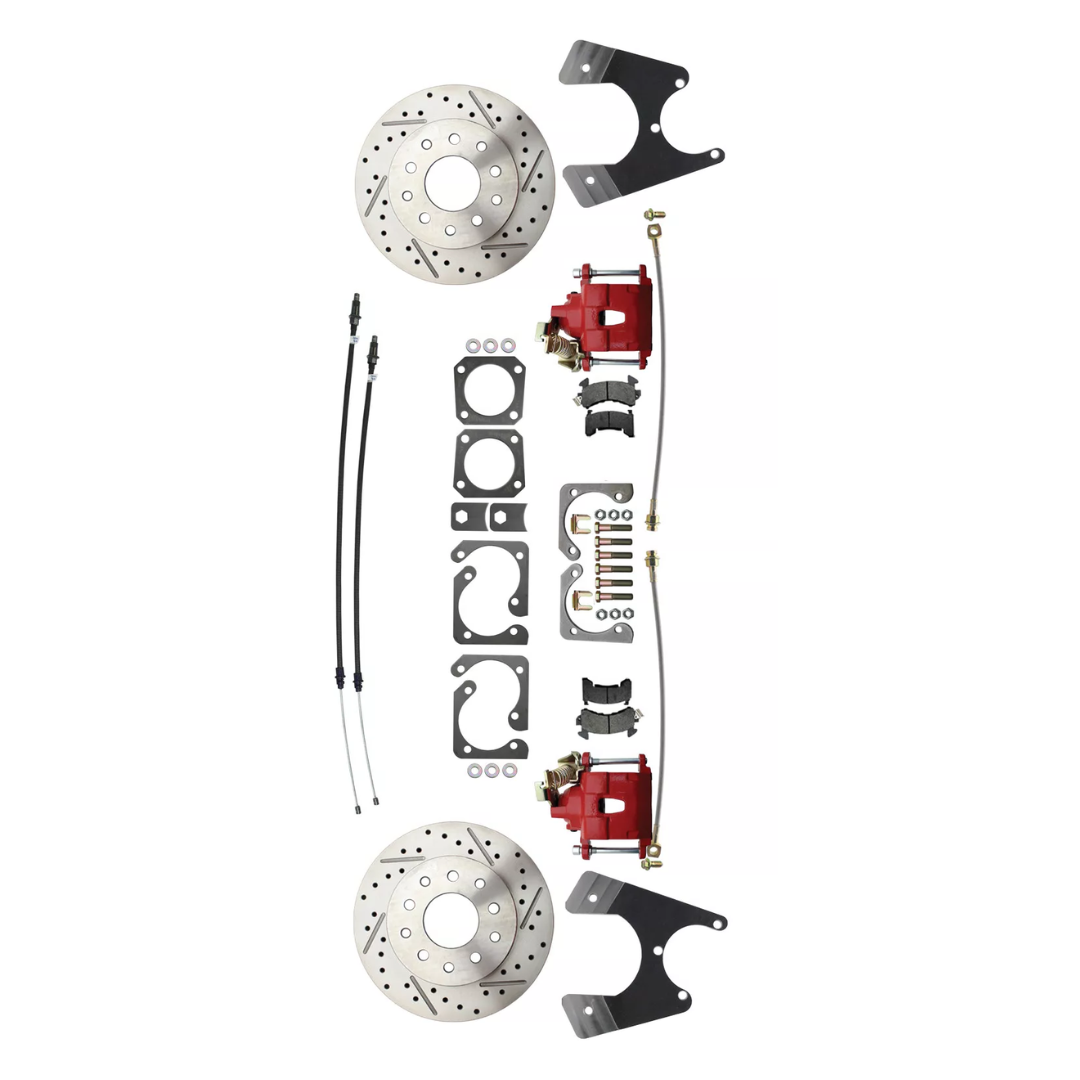 Fits Rear GM A, F, X 10/12 Bolt Disc Brake w/E-Brake &Slotted-Red DBK1012LXR - Discs, Rotors, and Hardware Car Part People