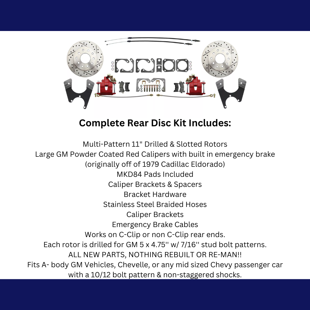 Fits Rear GM A, F, X 10/12 Bolt Disc Brake w/E-Brake &Slotted-Red DBK1012LXR - Discs, Rotors, and Hardware Car Part People