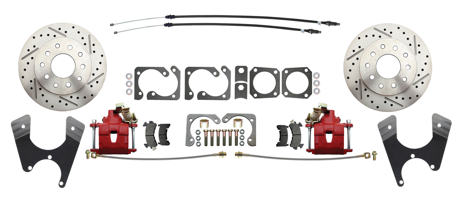 Fits Rear GM A, F, X 10/12 Bolt Disc Brake w/E-Brake &Slotted-Red DBK1012LXR - Discs, Rotors, and Hardware Car Part People