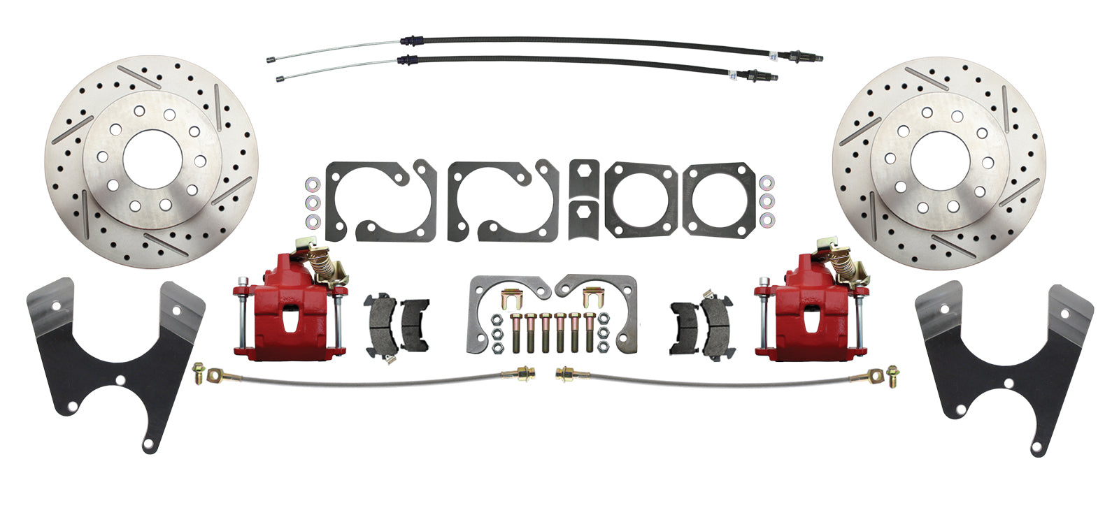 Fits 1967-69 Camaro 10/12; Disc Brake w/E-Brake&Slotted Rotor-Red DBK1012SLX-R - Discs, Rotors, and Hardware Car Part People