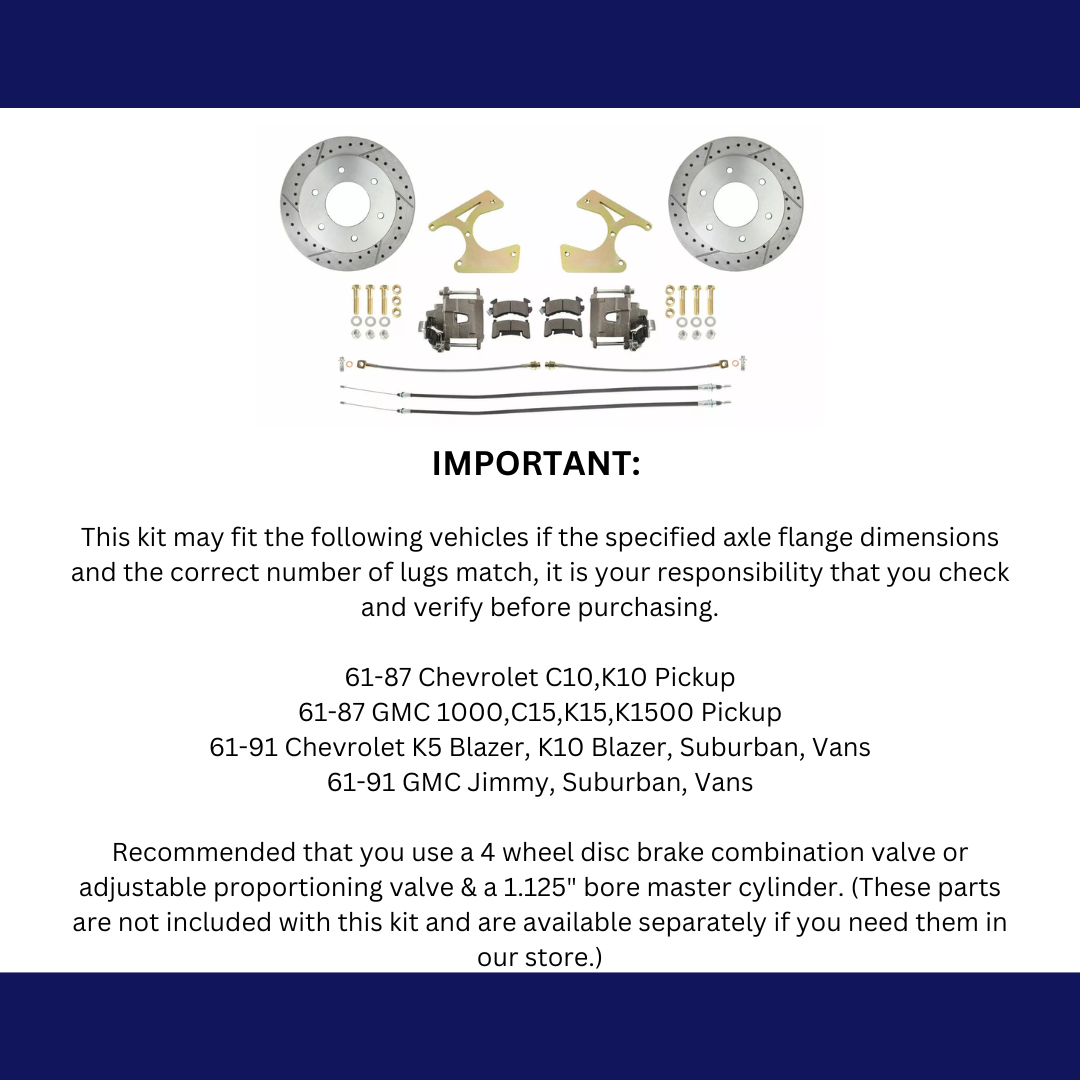 Fits 1963-1987 C10 Truck Rear 6 Lug Drilled&Slotted Disc Brake Kit DBK1012TRK-LX