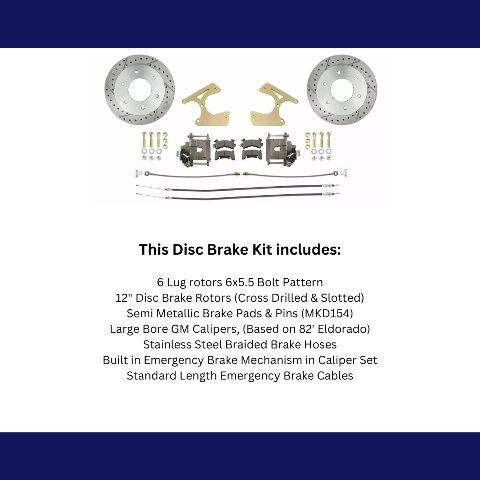 Fits 1963-1987 C10 Truck Rear 6 Lug Drilled&Slotted Disc Brake Kit DBK1012TRK-LX