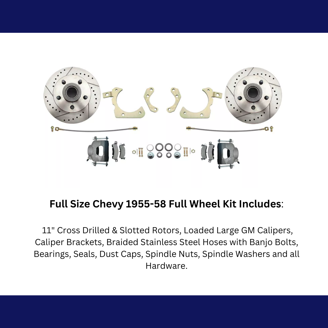 Fits 1955-1958 GM Full Size Disc Brake Kit Drilled/Slotted Rotors DBK5558LX - Discs, Rotors, and Hardware Car Part People