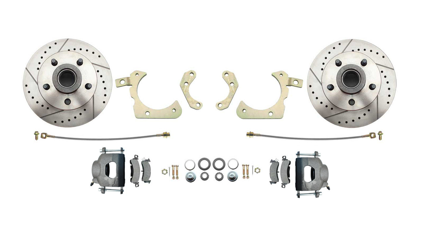 Fits 1955-1958 GM Full Size Disc Brake Kit Drilled/Slotted Rotors DBK5558LX - Discs, Rotors, and Hardware Car Part People