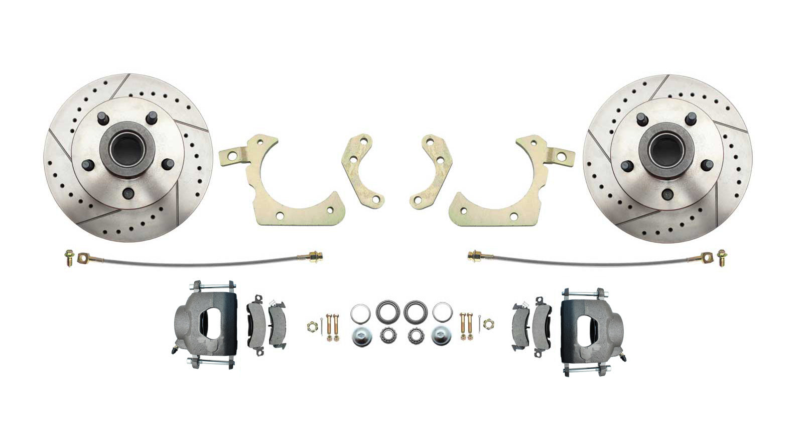 Fits 1955-1958 GM Full Size Disc Brake Kit Drilled/Slotted Rotors DBK5558LX - Discs, Rotors, and Hardware Car Part People