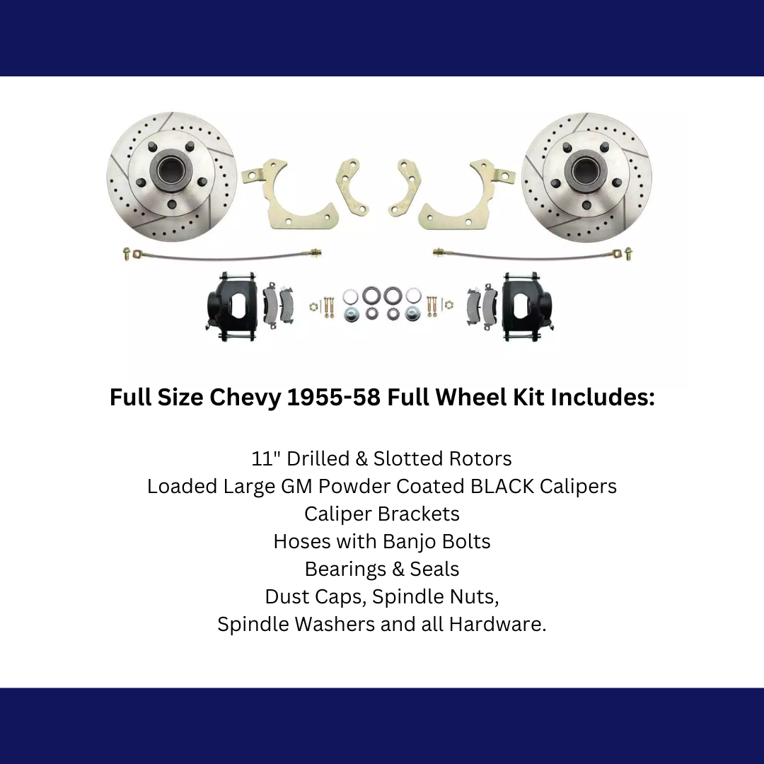 Fits 1955-58 GM Full Size Disc Brake Kit Drilled/Slotted Rotors-Black DBK5558LXB - Discs, Rotors, and Hardware Car Part People