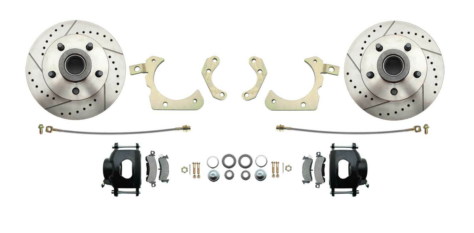 Fits 1955-58 GM Full Size Disc Brake Kit Drilled/Slotted Rotors-Black DBK5558LXB - Discs, Rotors, and Hardware Car Part People