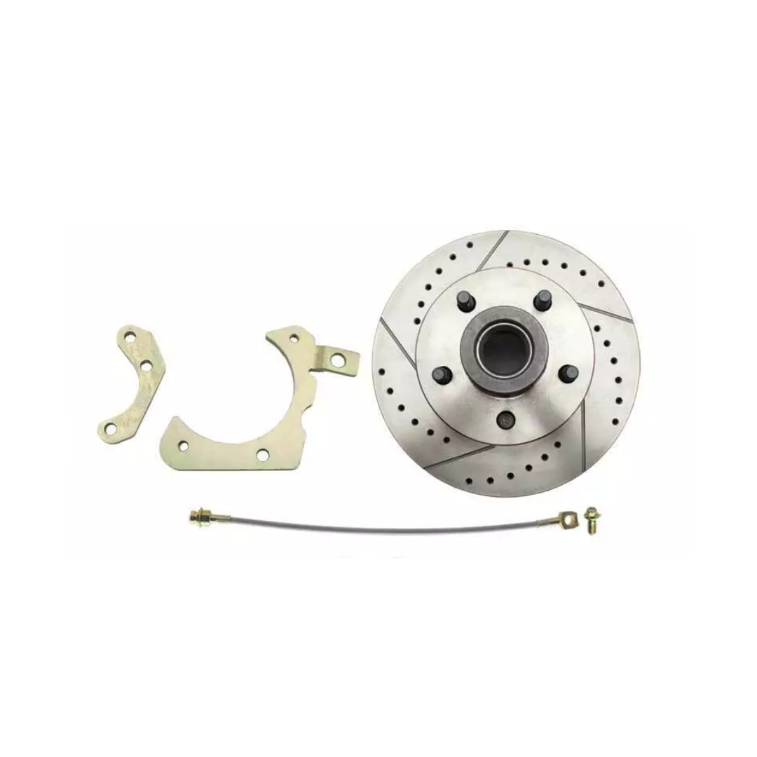 Fits 1955-1958 GM Full Size Disc Brake Kit Drilled/Slotted Rotors-Red DBK5558LXR - Discs, Rotors, and Hardware Car Part People